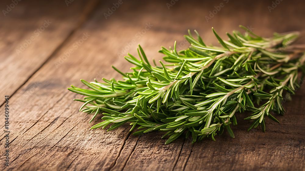 rosemary isolated on a wooden table rosemary isolated on a wooden table