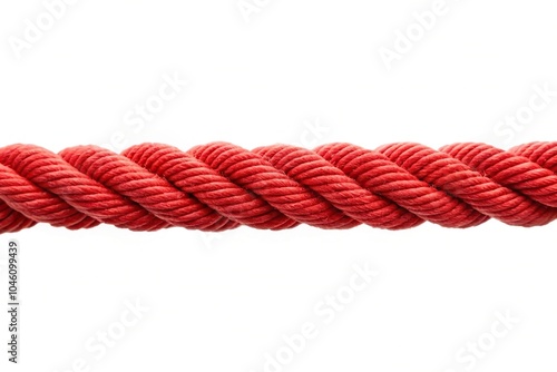 Symmetrical red rope isolated on white background with clipping paths.