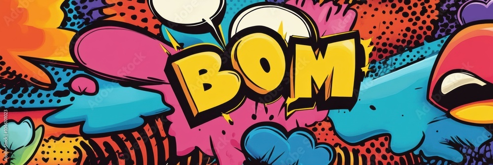 A lively display of comic-style art featuring bold speech bubbles and action-filled sound effects creating an upbeat atmosphere. Generative AI A lively display of comic-style art featuring bold speech bubbles and action-filled sound effects creating an upbeat atmosphere. Generative AI