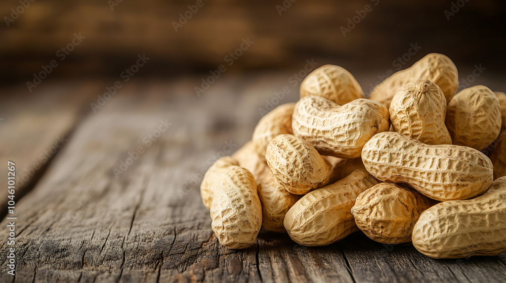 peanuts isolated on a wooden table peanuts isolated on a wooden table
