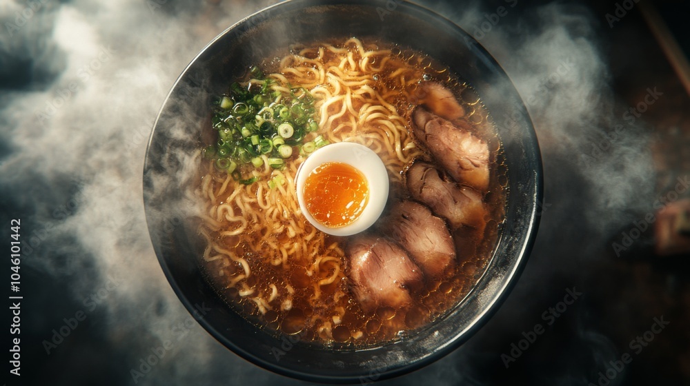 Delicious Ramen Bowl with Tender Meat and Egg Delicious Ramen Bowl with Tender Meat and Egg