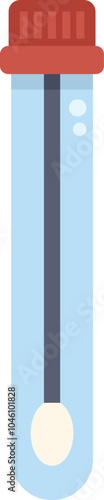 Medical test tube containing cotton swab for collecting biological samples, used for dna paternity testing, ancestry analysis or genetic research