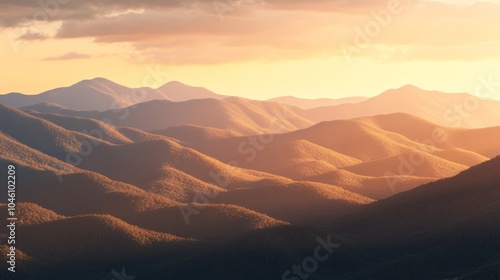 Serene Sunset Over Majestic Mountain Landscape