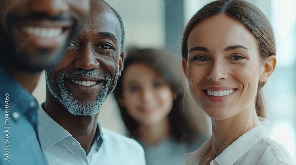 Smiling Diverse Group of People in Modern Setting Smiling Diverse Group of People in Modern Setting