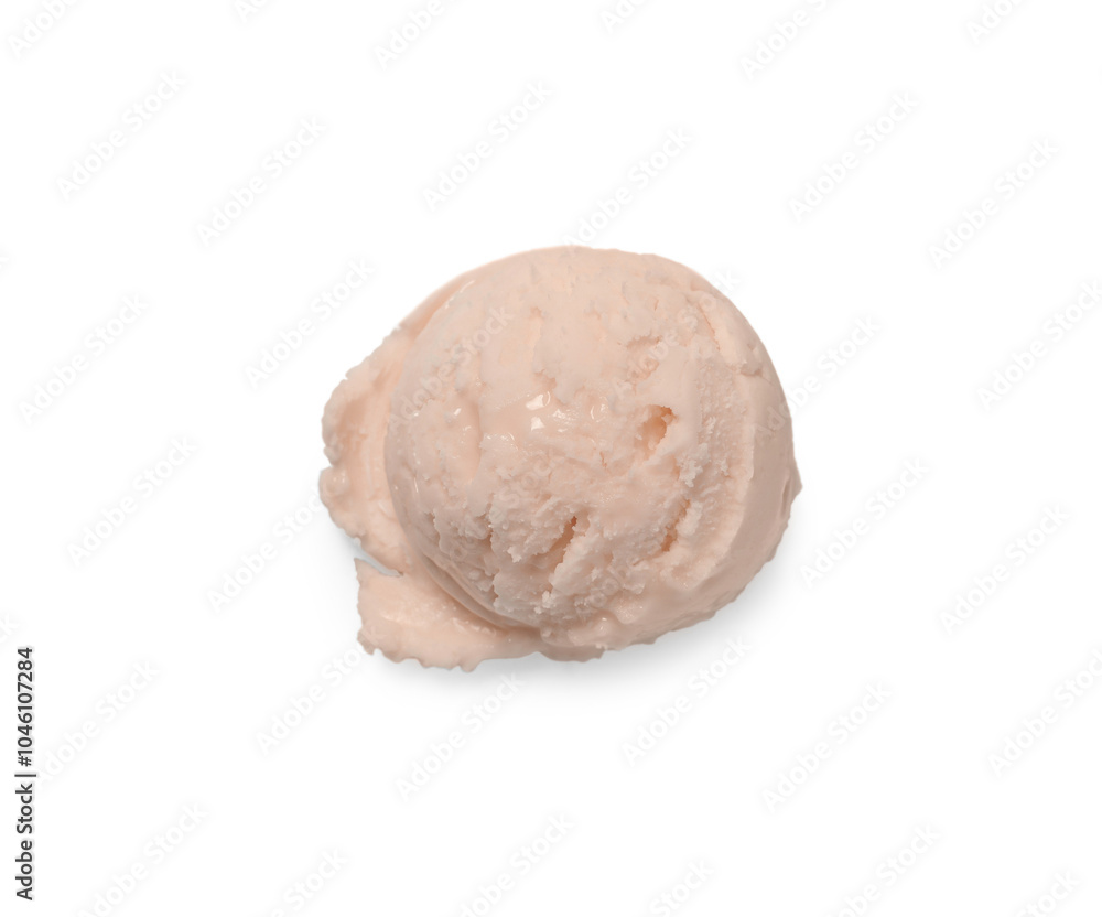 Scoop of yummy ice cream isolated on white, top view Scoop of yummy ice cream isolated on white, top view