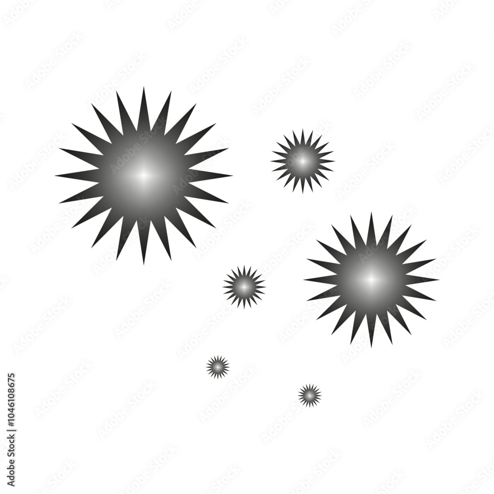 Fototapeta premium Abstract starburst icons. Gradient radial shapes. Bright glowing center. Vector symbol.