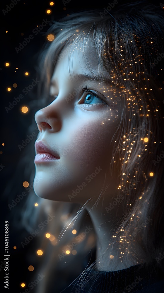 Dreamy Portrait of a Girl with Sparkling Effects Dreamy Portrait of a Girl with Sparkling Effects