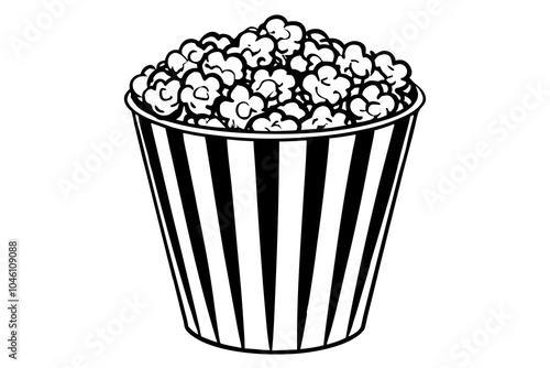  A bucket of popcorn on a white background