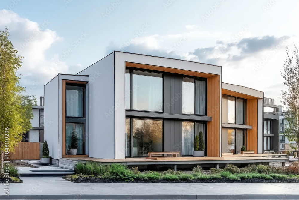 White Modern houses. Residential architecture exterior White Modern houses. Residential architecture exterior