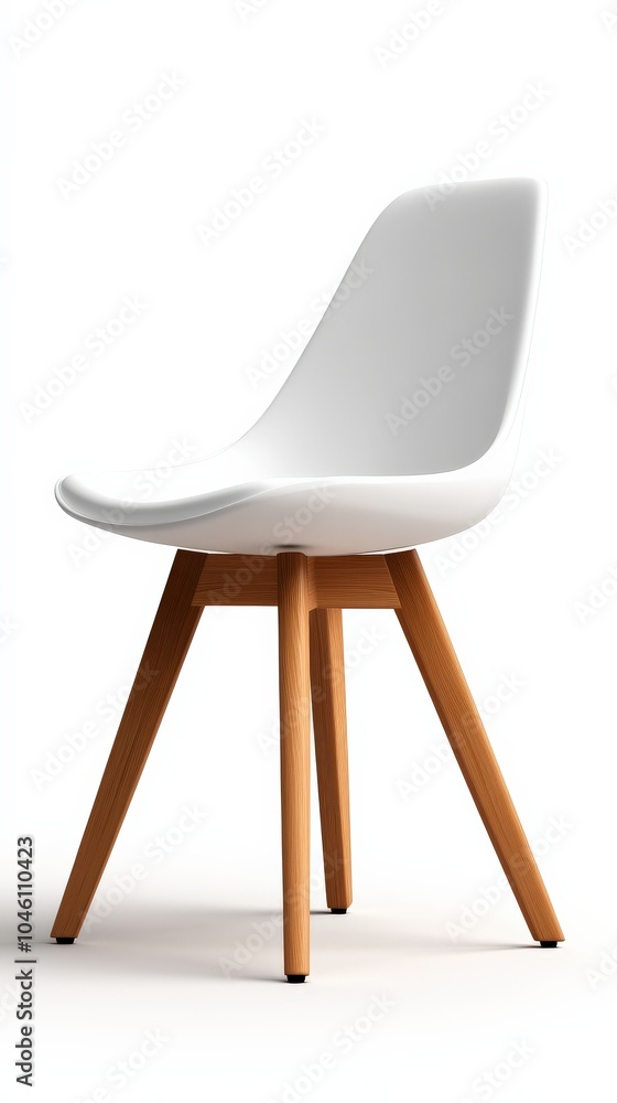 Modern white chair with wooden legs on a white isolated background. Modern white chair with wooden legs on a white isolated background.