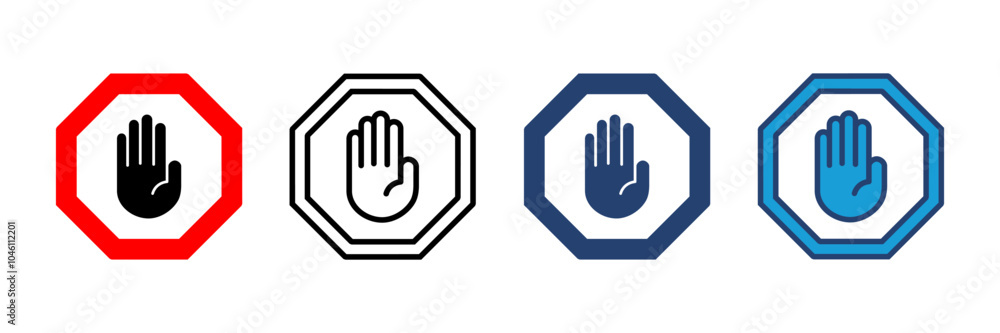 Stop icon vector. stop road sign. hand stop icon vector Stop icon vector. stop road sign. hand stop icon vector