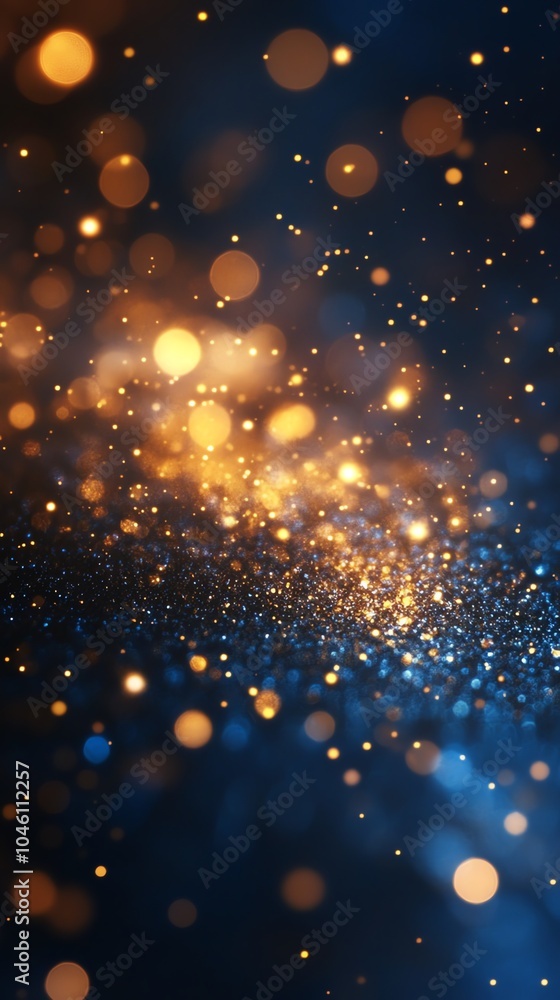 Abstract background with bokeh lights in blue and gold. Abstract background with bokeh lights in blue and gold.