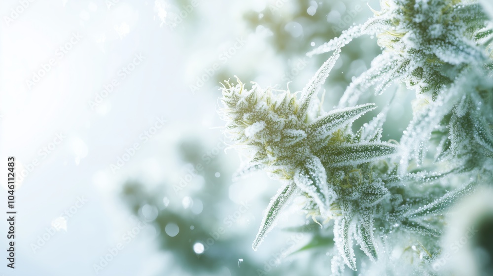 Frost-Covered Cannabis Buds in Winter Morning Light Frost-Covered Cannabis Buds in Winter Morning Light