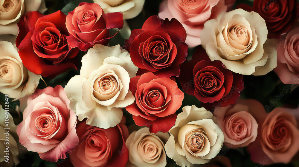 Fototapeta premium red and yellow roses bouquet background