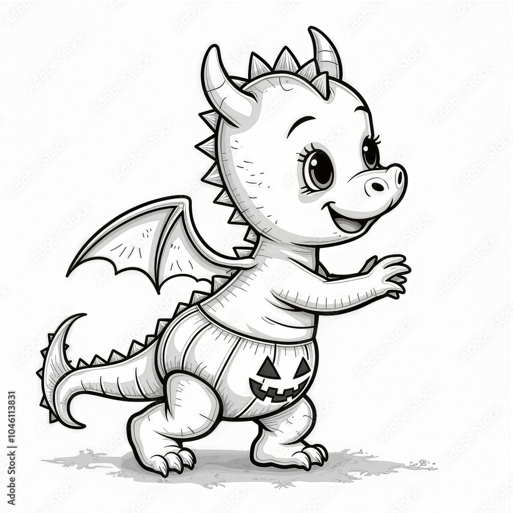 Fototapeta premium Dragon Halloween Coloring Page