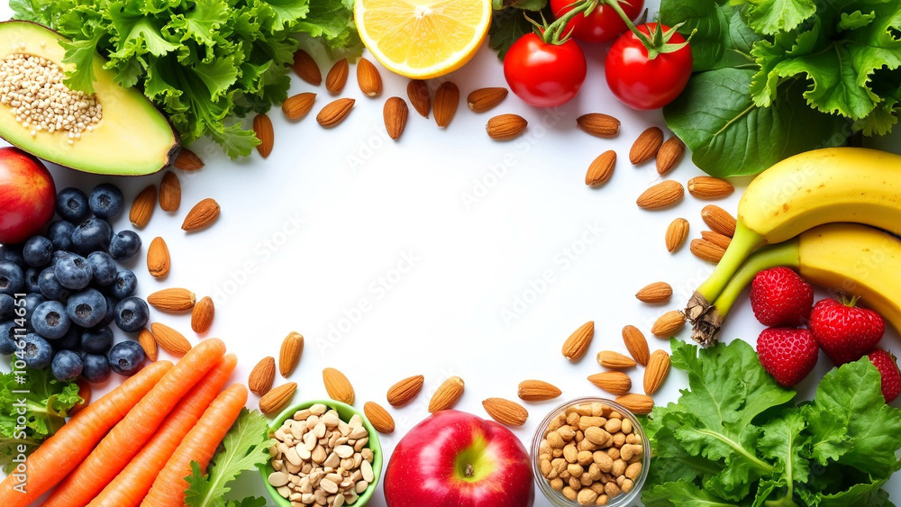 Vibrant Fresh Fruits and Vegetables on White Background – Clean Eating and Healthy Lifestyle Concept Vibrant Fresh Fruits and Vegetables on White Background – Clean Eating and Healthy Lifestyle Concept