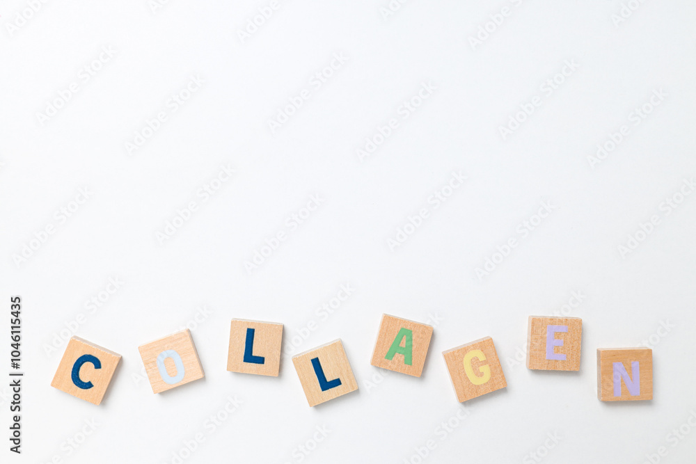 The inscription collagen on small wooden cubes The inscription collagen on small wooden cubes