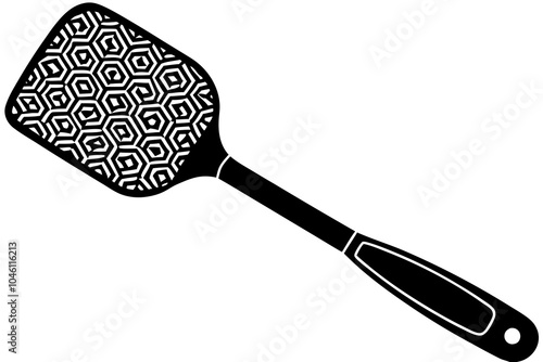 Kitchen item for cooking isolated, patterned black spatula