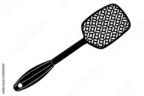 Kitchen item for cooking isolated, patterned black spatula