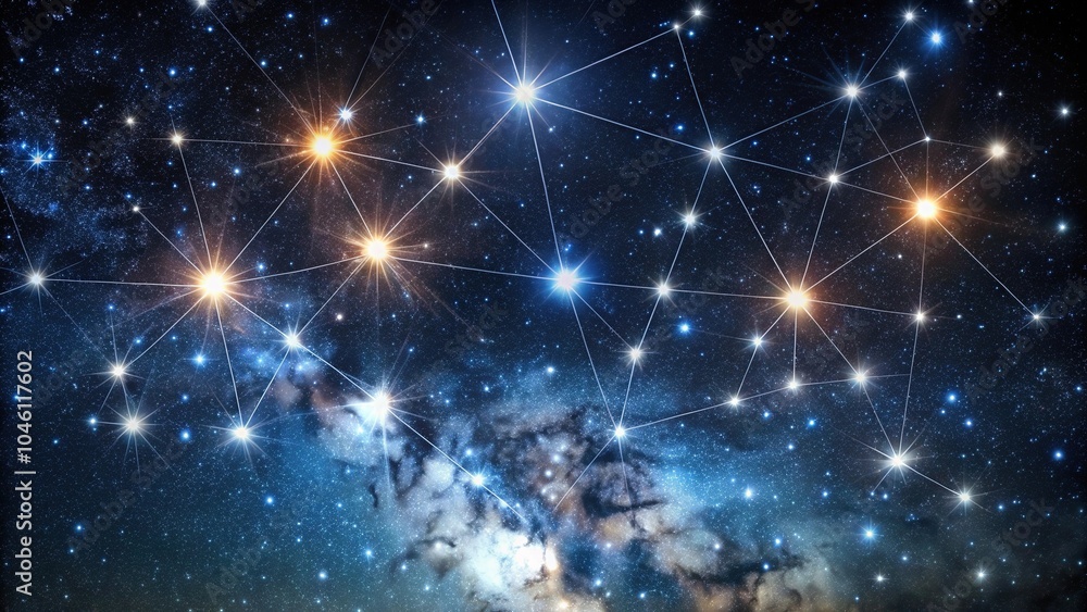 Stars and constellations twinkle in the black sky at night in summer Stars and constellations twinkle in the black sky at night in summer
