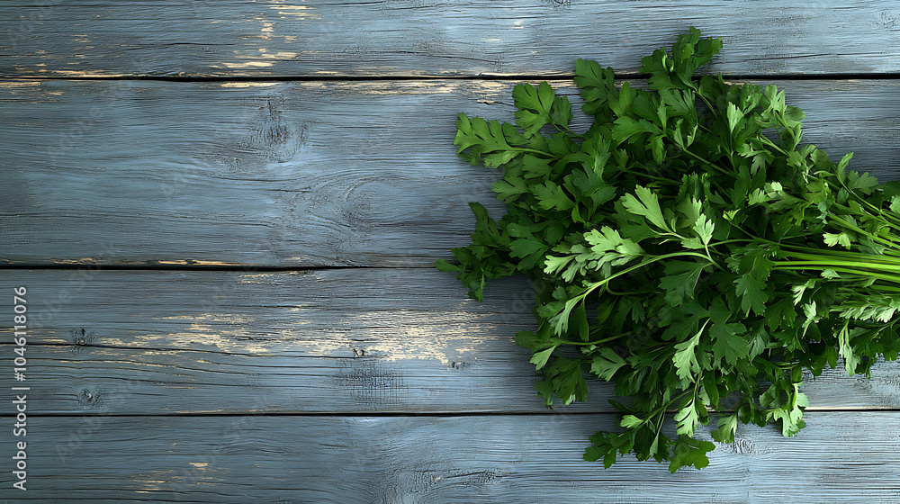 Parsley isolated on a wooden table Parsley isolated on a wooden table