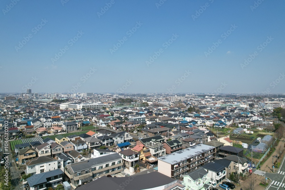 Blue sky and cityscape in Kanagawa, Japan Blue sky and cityscape in Kanagawa, Japan