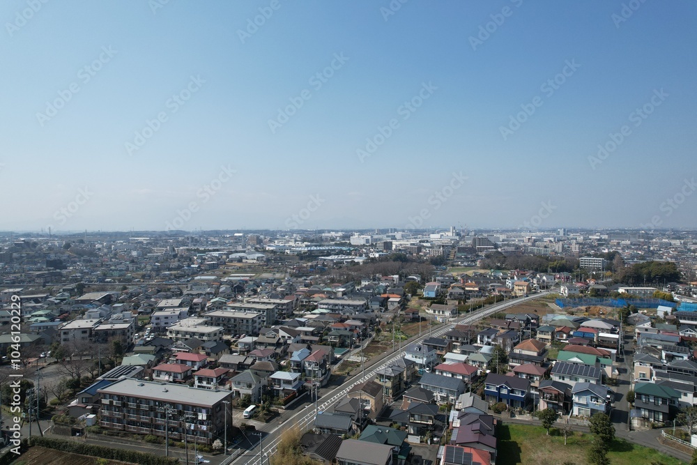 Fototapeta premium Blue sky and cityscape in Kanagawa, Japan