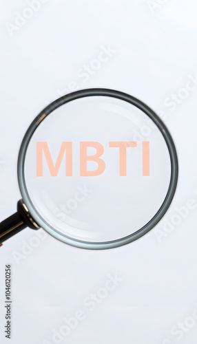 MBTI acronym through magnifying glass. Psychology typology test. High quality photo isolated with white highlights, png photo