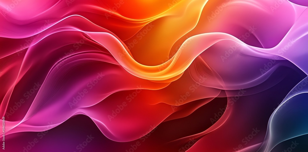 Abstract background with wavy flowing lines in vibrant colors of pink, orange, and purple. Abstract background with wavy flowing lines in vibrant colors of pink, orange, and purple.
