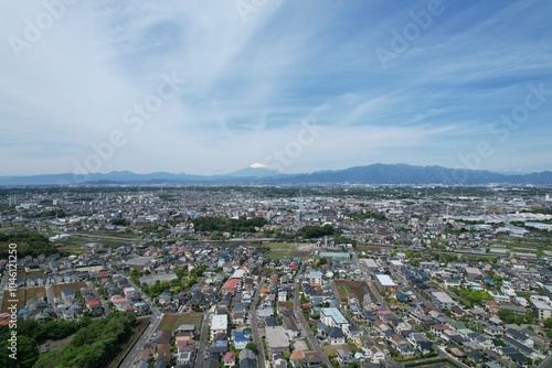 Blue sky and cityscape in Kanagawa, Japan