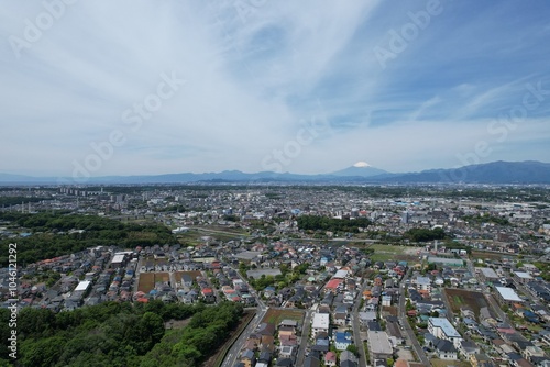 Blue sky and cityscape in Kanagawa, Japan