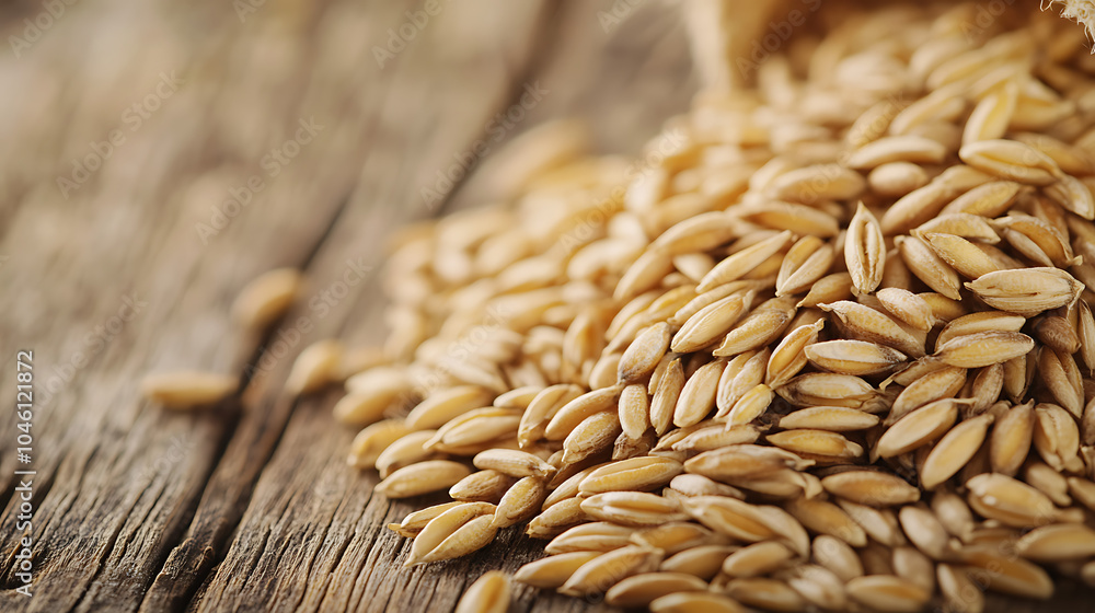 Obraz premium Barley Grains isolated on a wooden table
