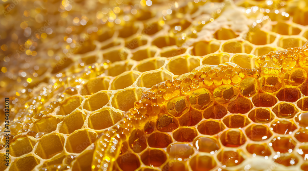 A close up of honeycomb with honey dripping from it A close up of honeycomb with honey dripping from it