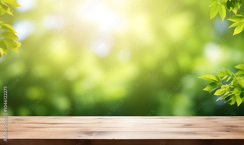 Sunlight Through Leaves on Wooden Tabletop Sunlight Through Leaves on Wooden Tabletop