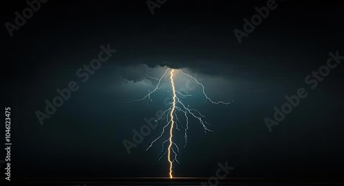 Lightning strikes dramatically in a dark stormy sky over water.