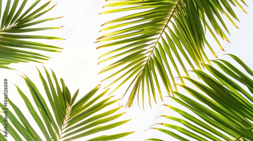 Fototapeta premium Palm Tree Leaves Against Bright Sky