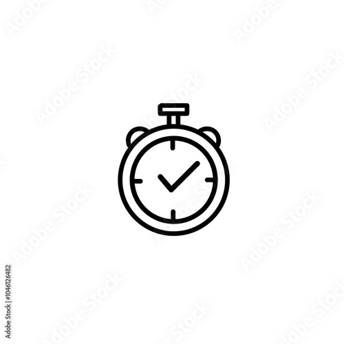 Monoline timer icon on white background 