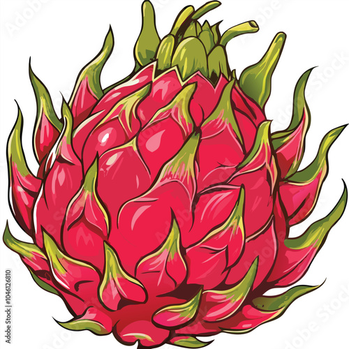 Drawings of dragon fruit vector illustration Isolated white background.