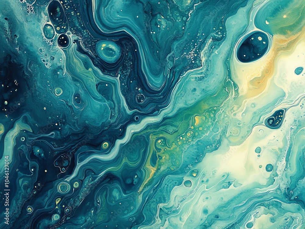Abstract blue, green and yellow liquid marble background. Abstract blue, green and yellow liquid marble background.