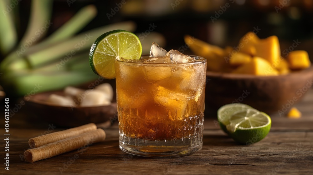 Refreshing Tropical Cocktail with Citrus and Fruit Refreshing Tropical Cocktail with Citrus and Fruit