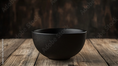 black bowl isolated on a wooden table