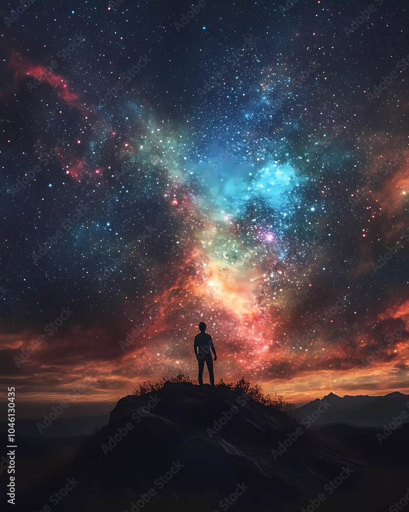 Fototapeta premium mage for Lo-Fi music Fantasy Shooting star Lo-Fi music picture The background that goes well with the lo-fi music genre 4:5 Generative AI
