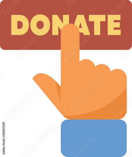 Hand pressing a donate button, perfect for representing online donations