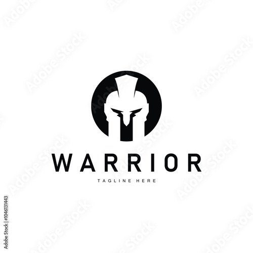 Spartan logo, barbarian warrior badge design simple silhouette spartan war helmet vector