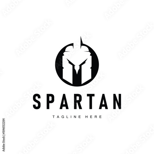 Spartan logo, barbarian warrior badge design simple silhouette spartan war helmet vector