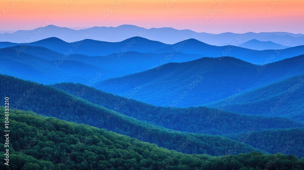 Fototapeta premium Serene Blue Mountain Landscape at Dusk