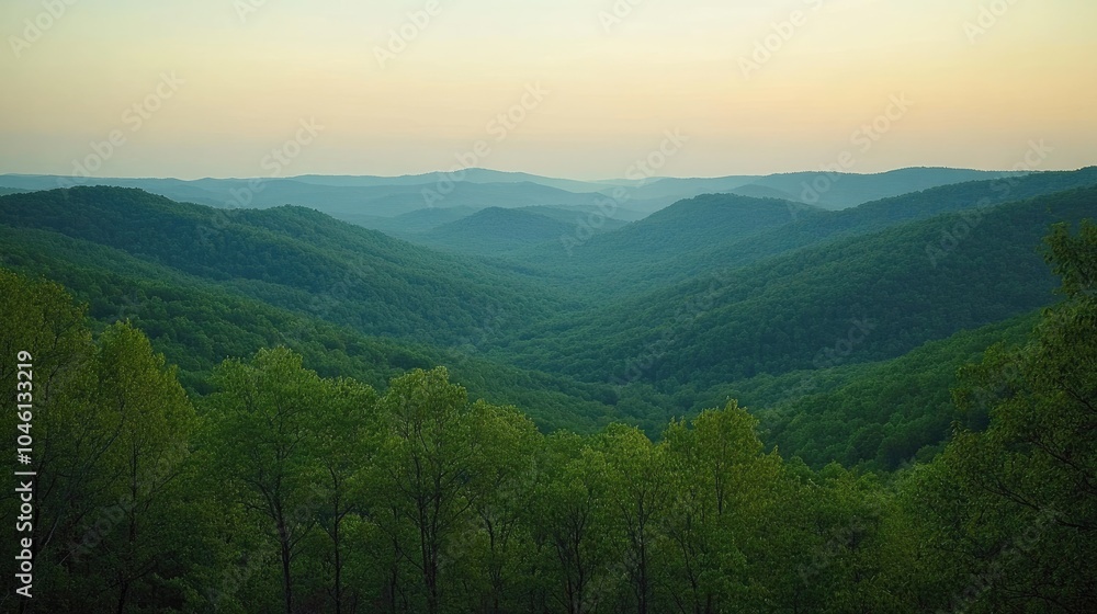 Obraz premium Serene Landscape of Rolling Green Hills at Dusk