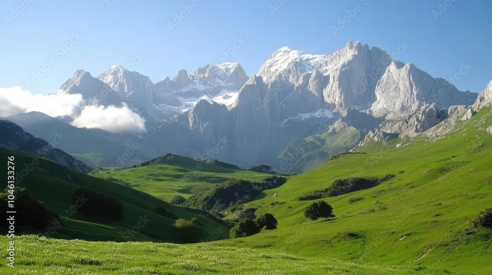 Fototapeta premium Majestic Mountain Landscape in Green Valley