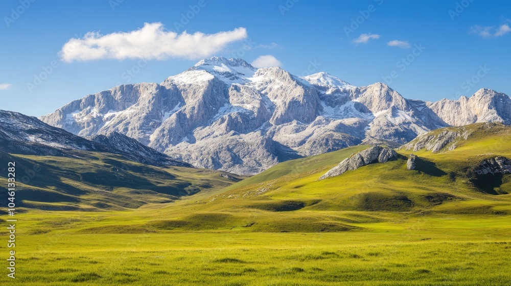 Obraz premium Majestic Mountains Under Clear Blue Sky