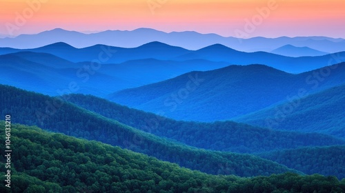 Serene Blue Mountain Landscape at Dusk